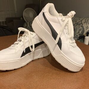 Puma White and Black Platform Sneakers